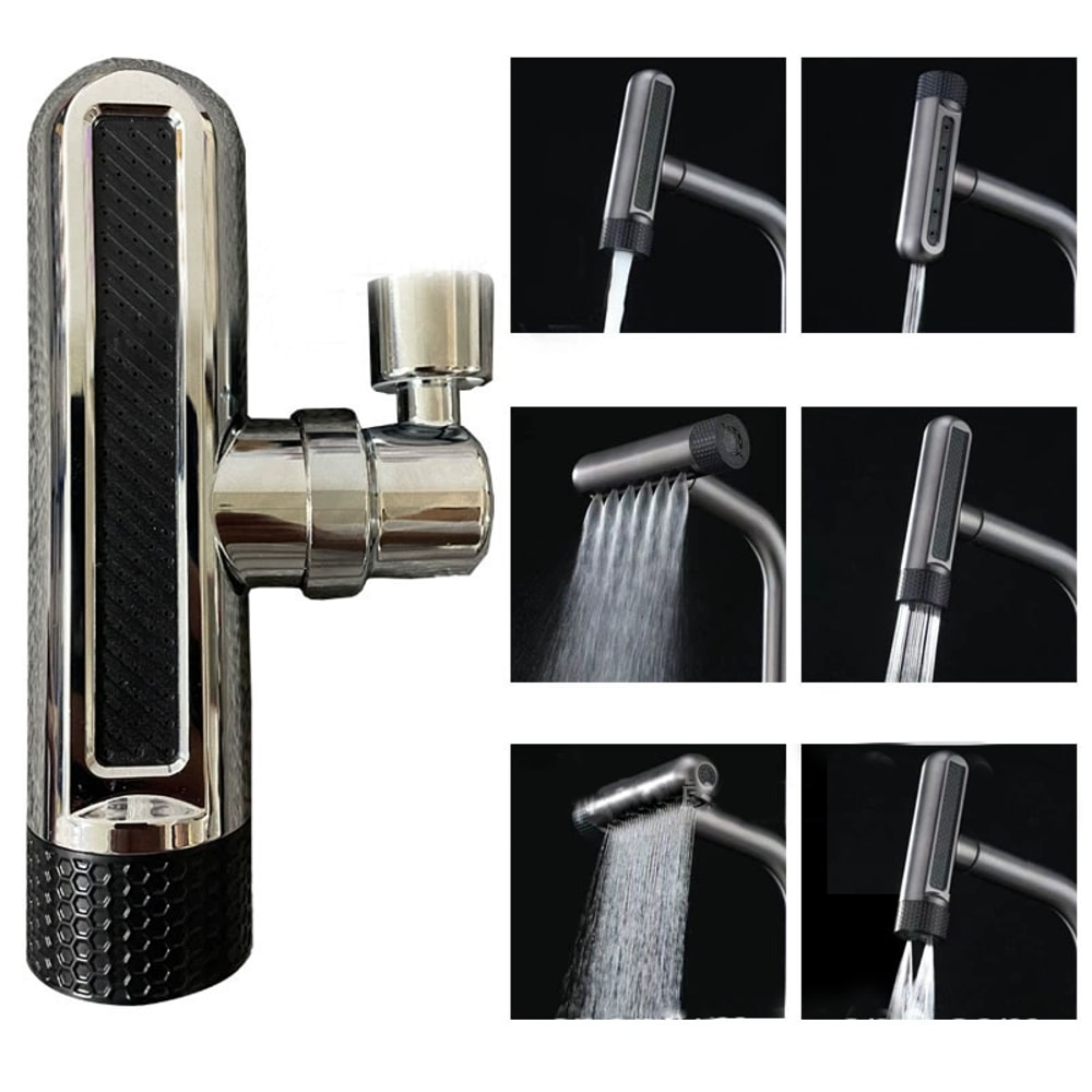Universal Kitchen Faucet Waterfall Spout Rotating Aerator SplashProof MultiFunction 6 Modes Faucet 4