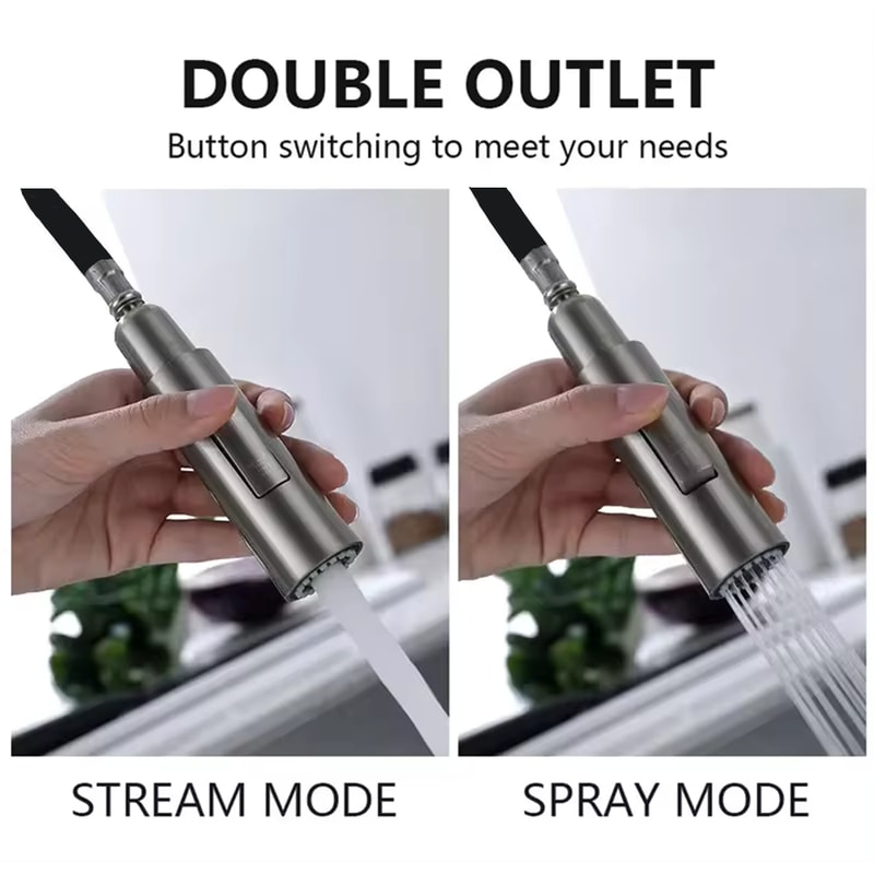 Pullout Kitchen Faucet Stainless Steel Brushed Sink Faucet Single Hole Water Faucet 2