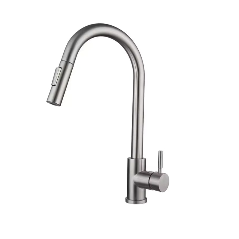 Pullout Kitchen Faucet Stainless Steel Brushed Sink Faucet Single Hole Water Faucet 6