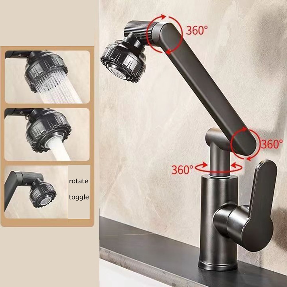 Rotating Dual Mode Faucet Robotic Arm Multifunctional Universal Wash Basin Kitchen Bathroom Hot And 4