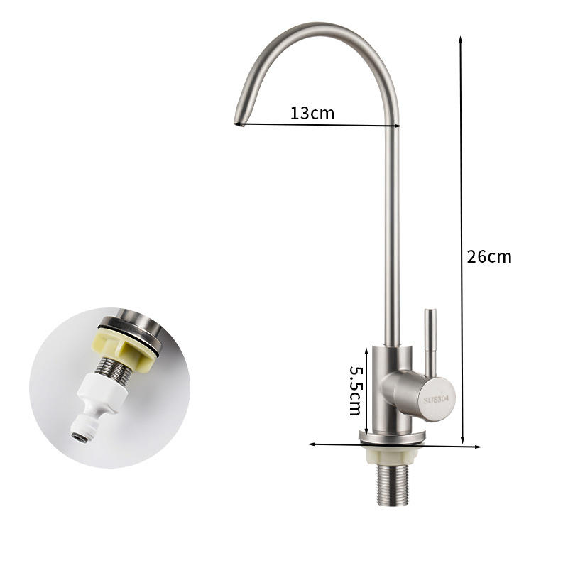 Stainless Steel Kitchen Faucet Rotatable Water Dispenser Sitstand Single Cold Faucet For Pure Drink 4