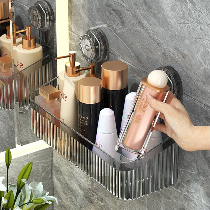 Multi-purpose Wall Mounted Rotating Rack for Bathroom and Kitchen Storage Punch-free Suction Cup Spice Holder