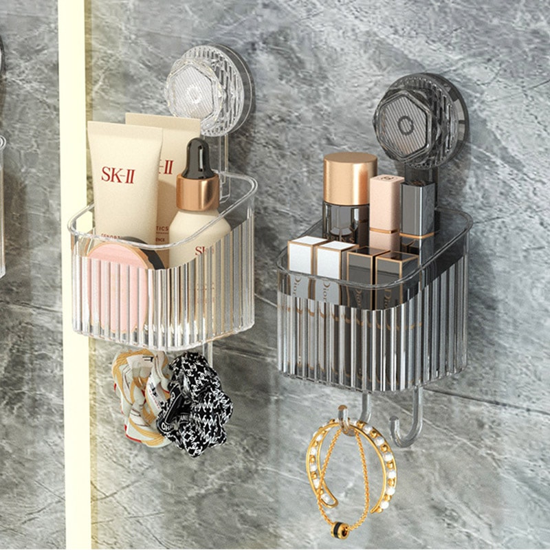 Multi-purpose Wall Mounted Rotating Rack for Bathroom and Kitchen Storage Punch-free Suction Cup Spice Holder