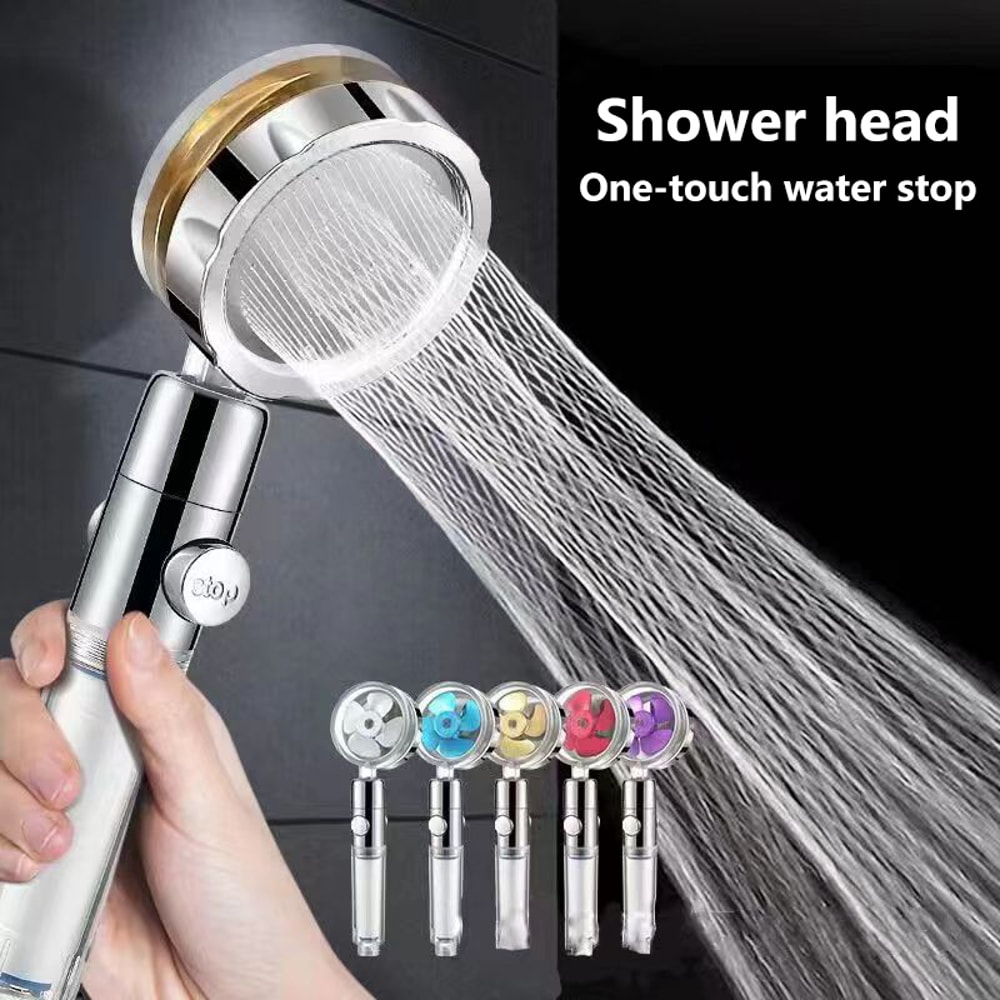 Handheld Shower Head Shower Booster With Filter Propeller Turbine High Pressure Nozzle Small Waist 4