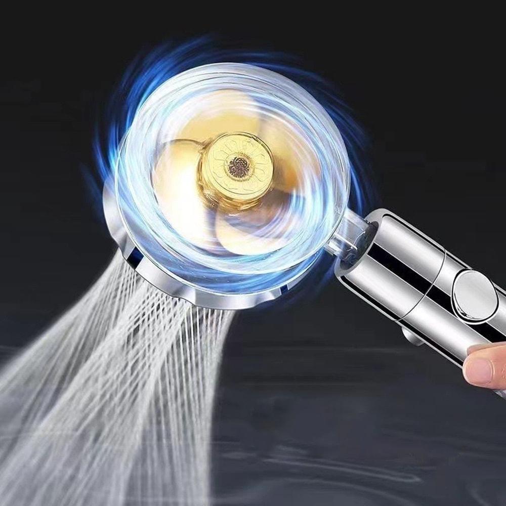 Handheld Shower Head Shower Booster With Filter Propeller Turbine High Pressure Nozzle Small Waist 2