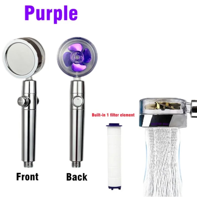 Handheld Shower Head Shower Booster With Filter Propeller Turbine High Pressure Nozzle Small Waist 8