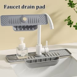 kitchen sink drain pad silicone, wash basin drain pocket long pad, non slip water flow guide deposit pad