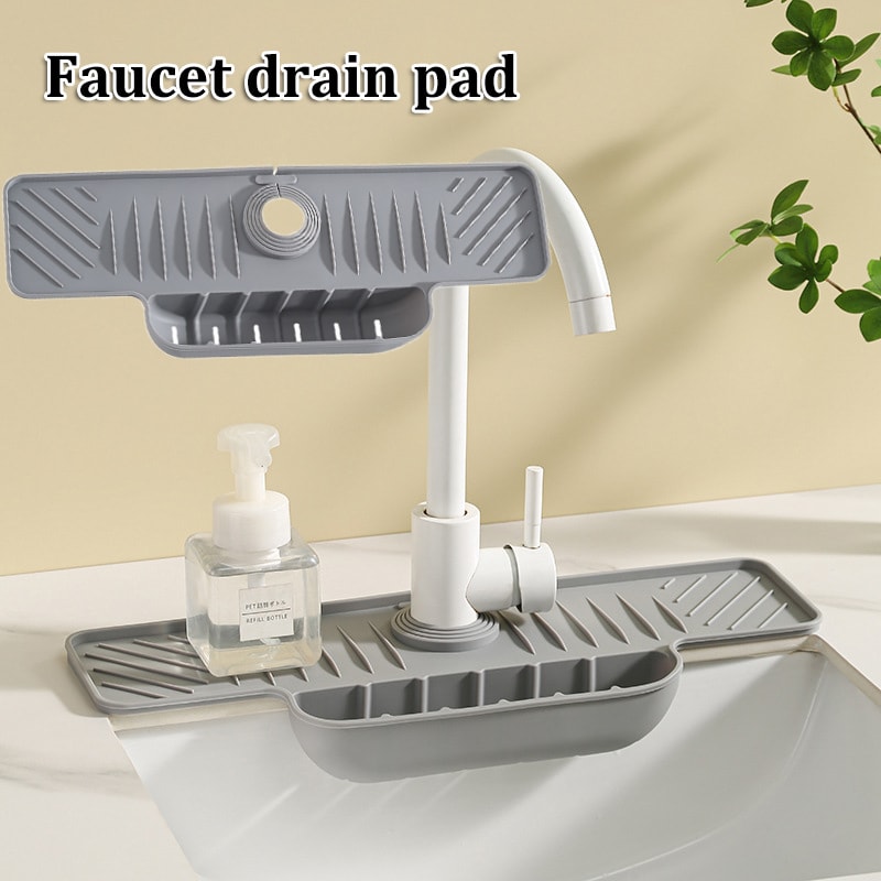Kitchen Sink Drain Pad Silicone, Wash Basin Drain Pocket Long Pad, Non Slip Water Flow Guide Deposit Pad
