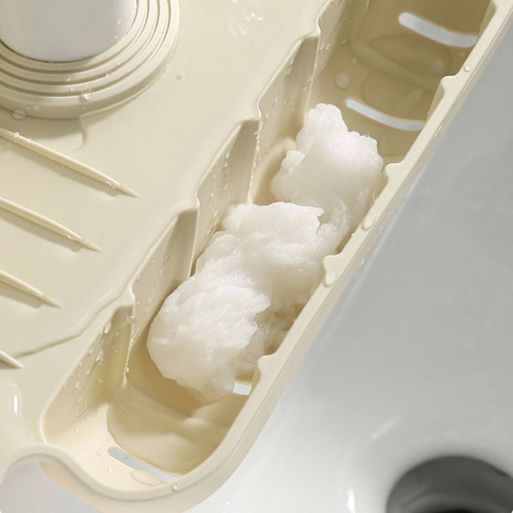 Kitchen Sink Drain Pad Silicone, Wash Basin Drain Pocket Long Pad, Non Slip Water Flow Guide Deposit Pad