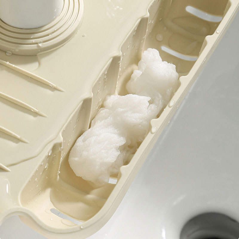 Kitchen Sink Drain Pad Silicone, Wash Basin Drain Pocket Long Pad, Non Slip Water Flow Guide Deposit Pad