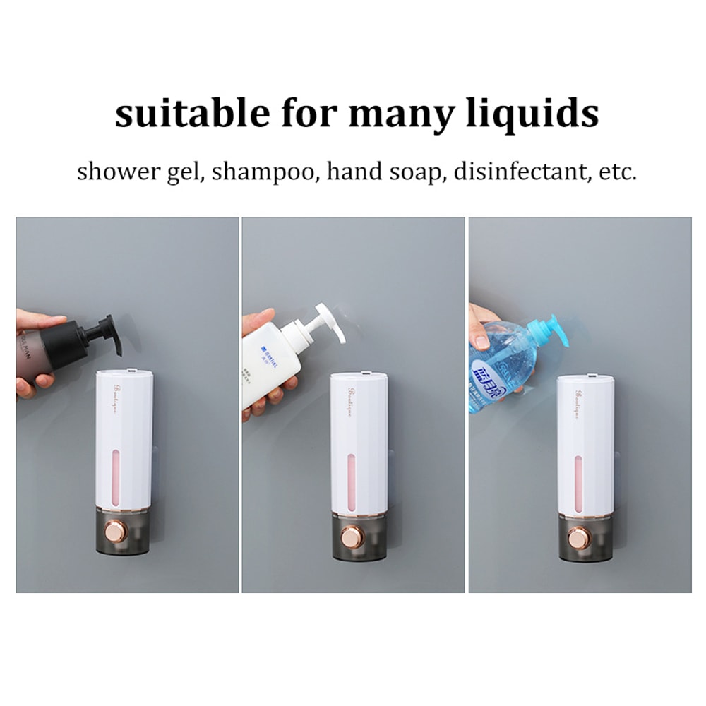 Wallmounted Punchfree Soap Dispenser Hand Soap Press Box Bathroom Hotel Shampoo Shower Gel Dispense 4