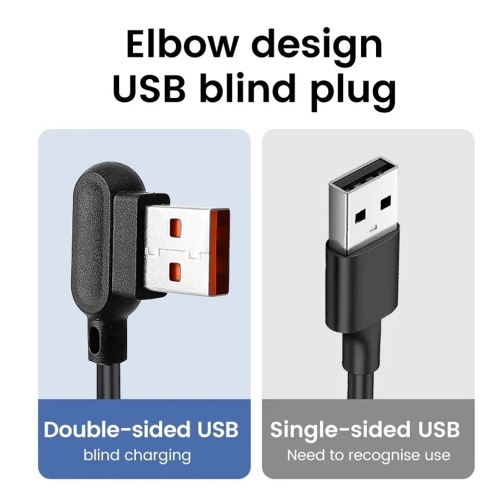 Retractable Elbow USB C Cable Fast Charging PD Quick Data Cord For Phone Charger 5