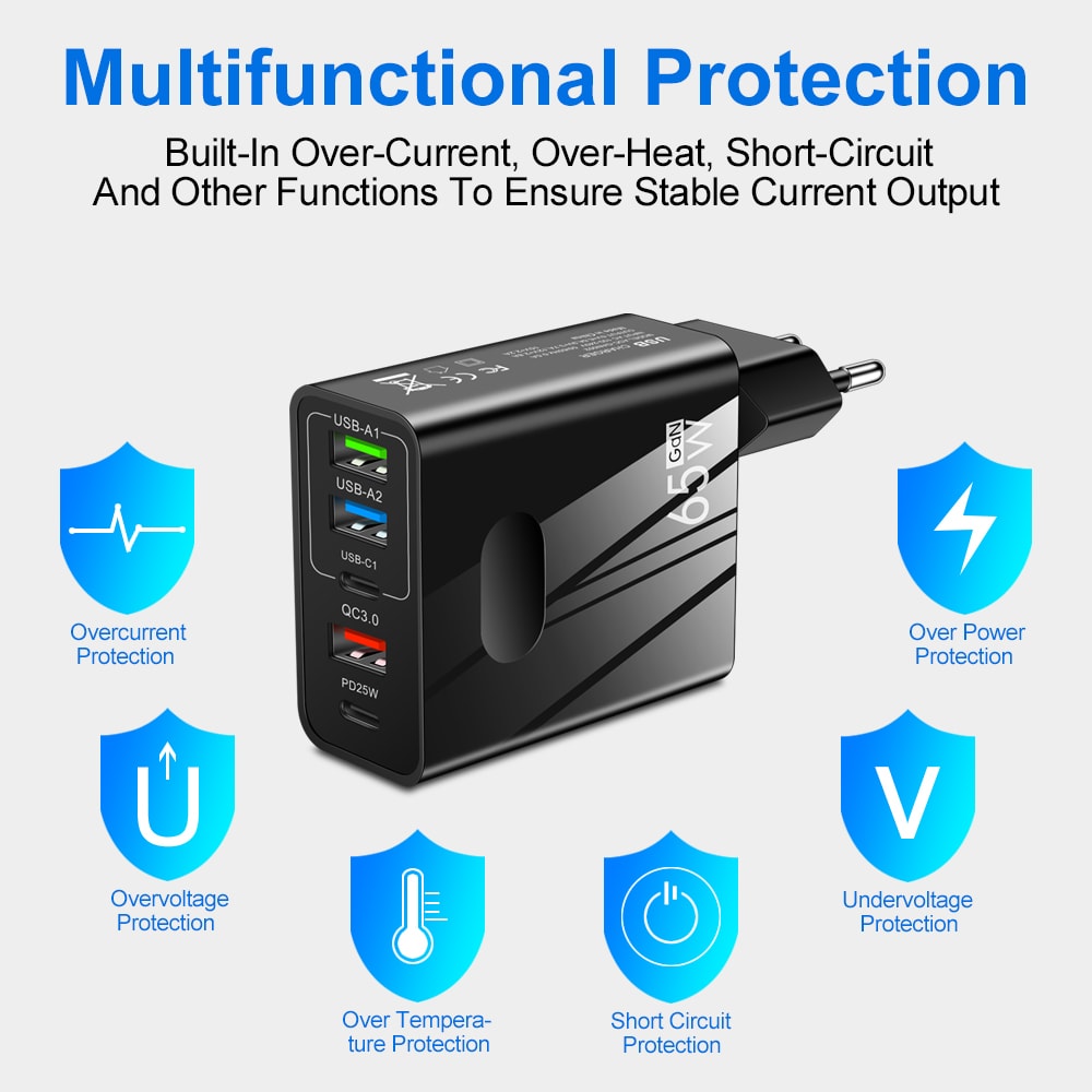 Fast Charging Ports GaN USB Charger Quick Charge Type C Adapter 1