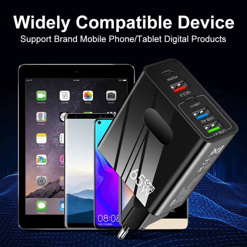 Fast Charging Ports GaN USB Charger Quick Charge Type C Adapter 5