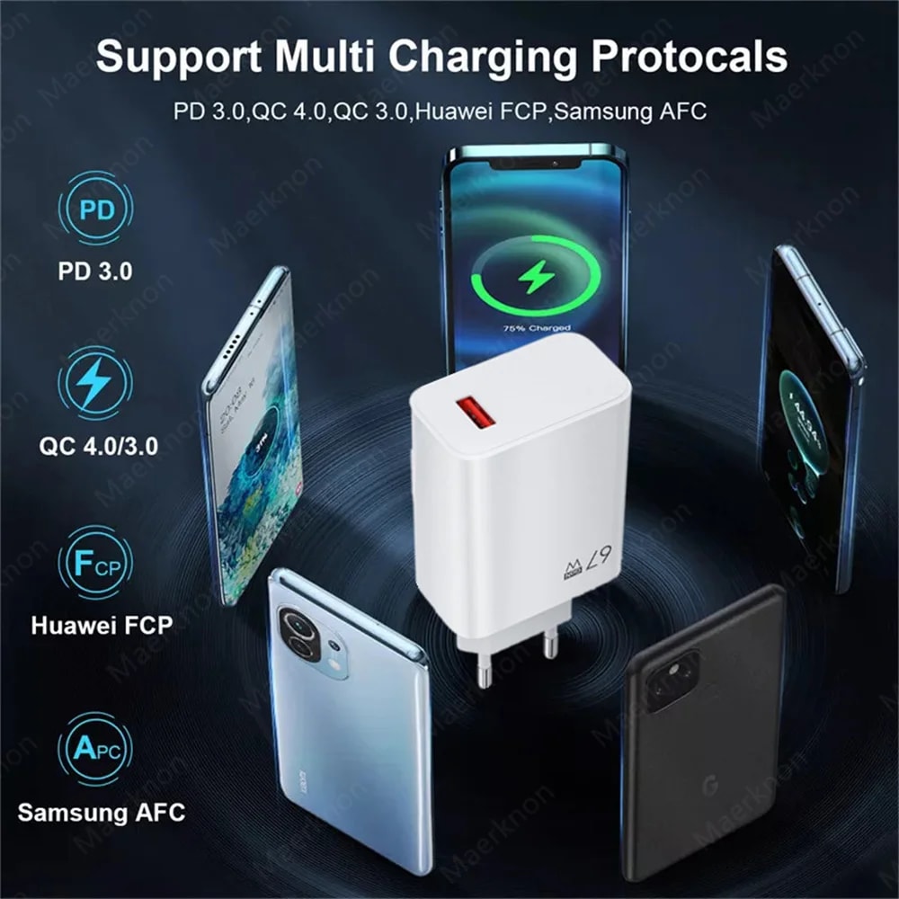 USB Fast Charger Type C Quick Charge Power Adapter For Phones 2