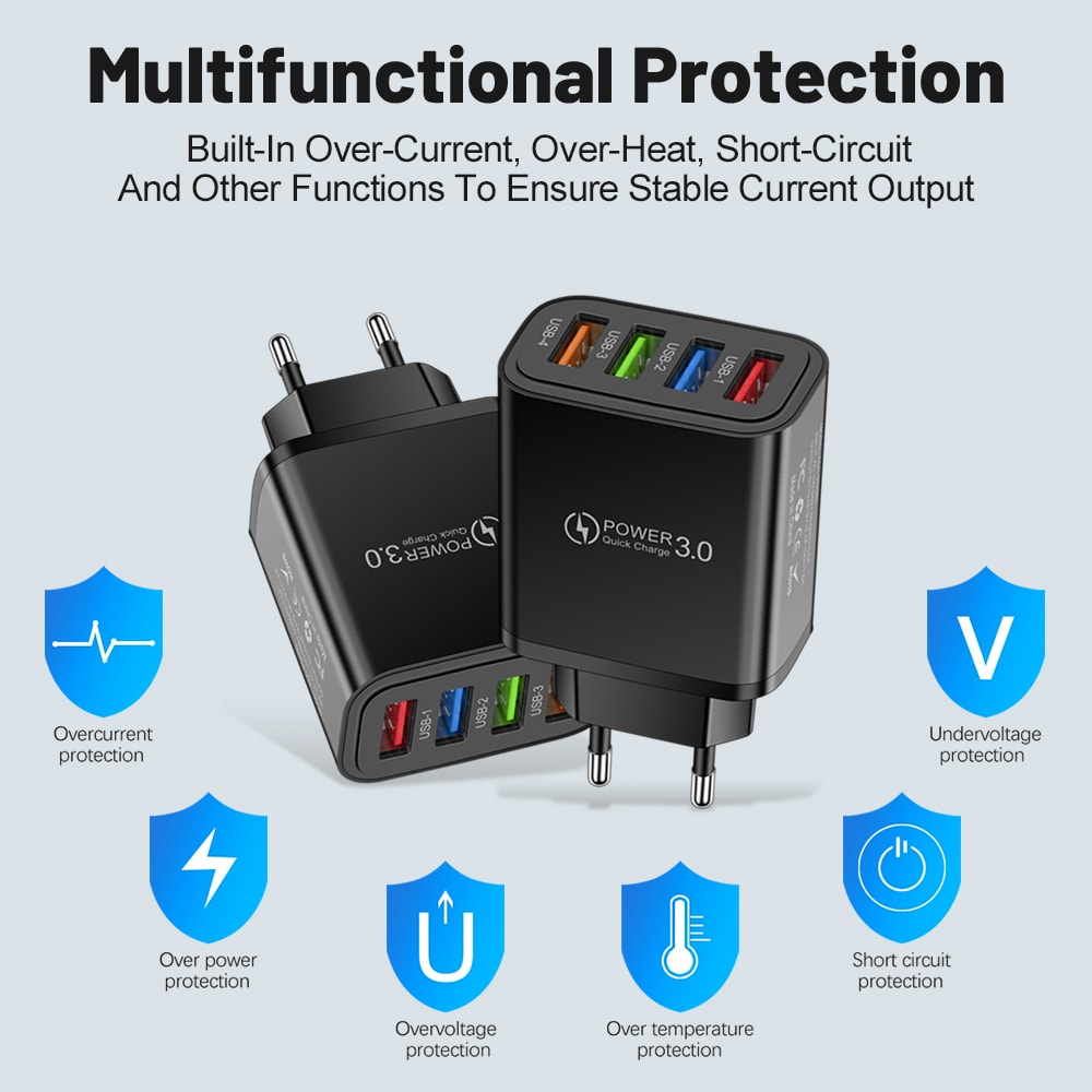 Quick Charge USB Fast Charger Multi Ports Wall Adapter Phone Charger 3