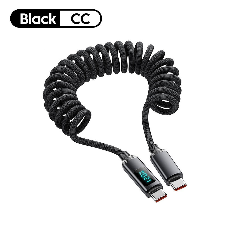 Fast Charging USB C Cable Spring Retractable Data Cord Type C Quick Cable 6