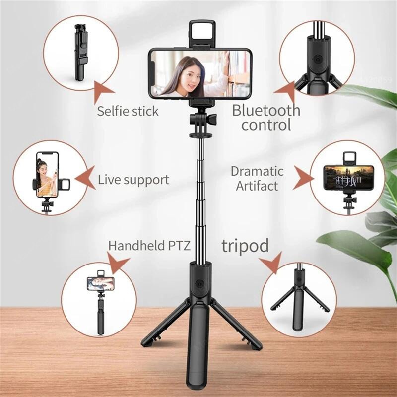 Multifunctional Bluetooth Tripod Stand With Wireless Remote Shutter And Selfie Stick Portable 4