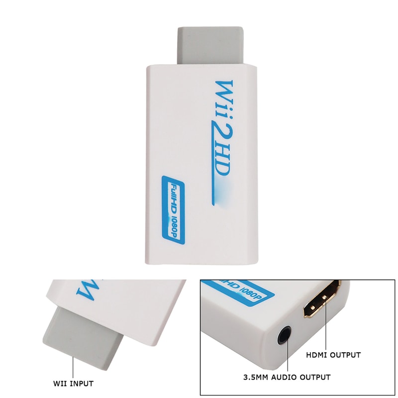 Wii To HDMI Adapter HD Converter Jack Audio Video Cable For Laptop PC HDTV Monitor 4