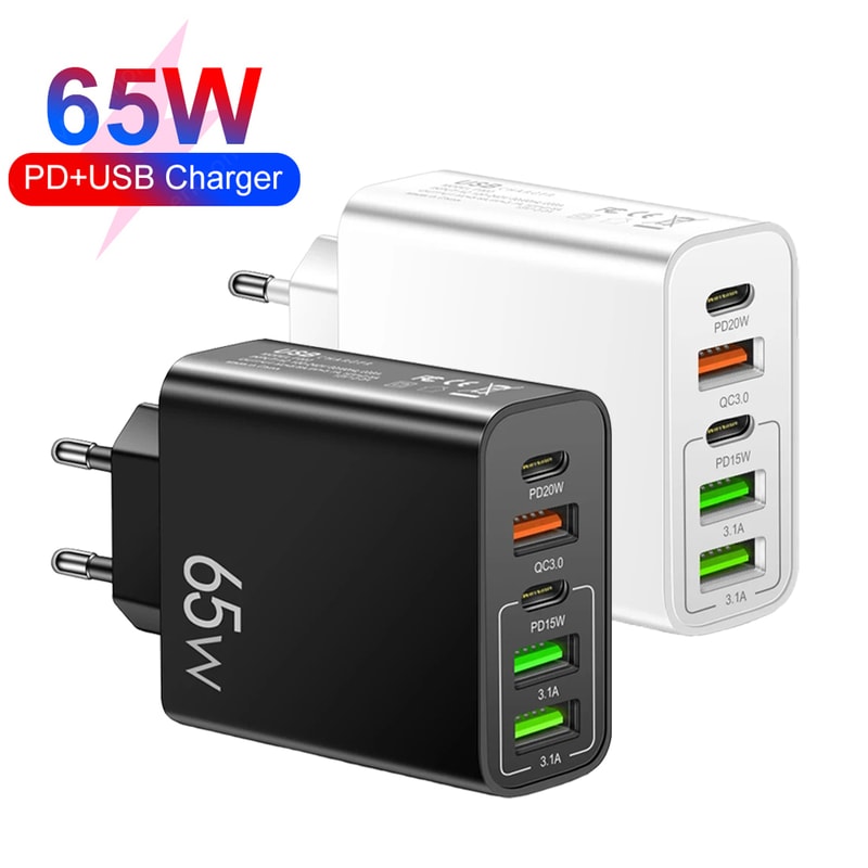 Multi Ports USB C Charger PD Type C Fast Charging Power Adapter Quick Charge Ports Wall Charger 1