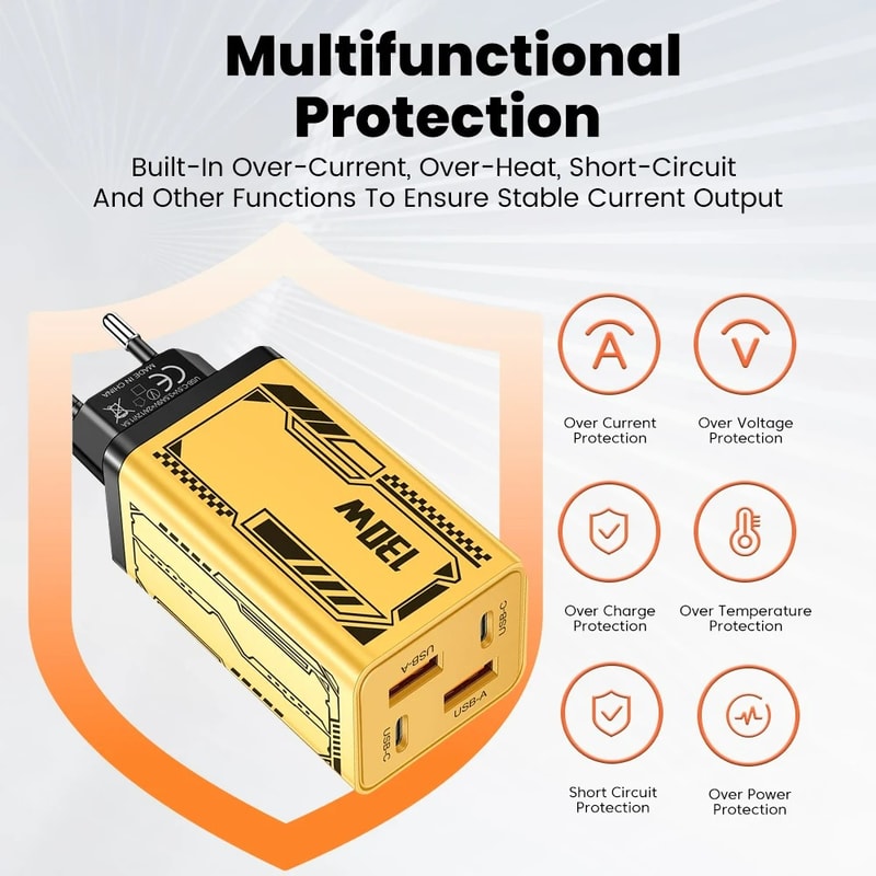 Quick Charge Phone Charger Multi Port USB Type C Fast Charging Wall Adapter 4