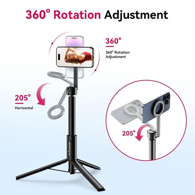 Portable Multifunctional Retractable Tripod Magnetic Selfie Stick Rotatable Wireless Bluetooth Remo 5