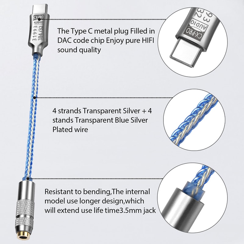 Type C To Audio Interface HiFi DAC Headphone Amplifier Earphone Amplifier Audio Adapter 3