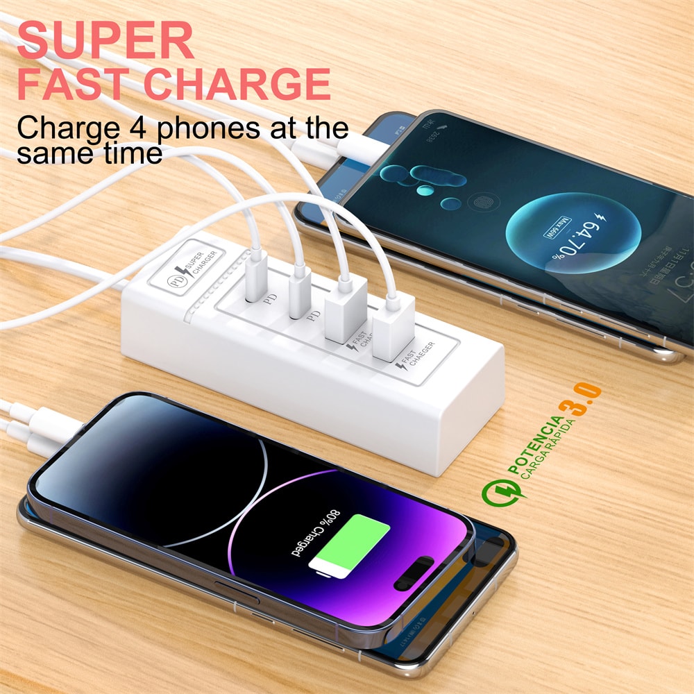USB Power Strip PD Type C Fast Charging Wall Adapter Phone Power Charger 1