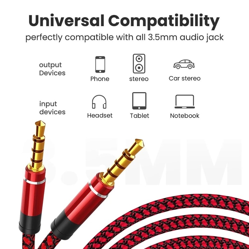Male To Male Audio Cable Adapter Headset Audio Speaker Cord Earphone Audio Data Converter 5