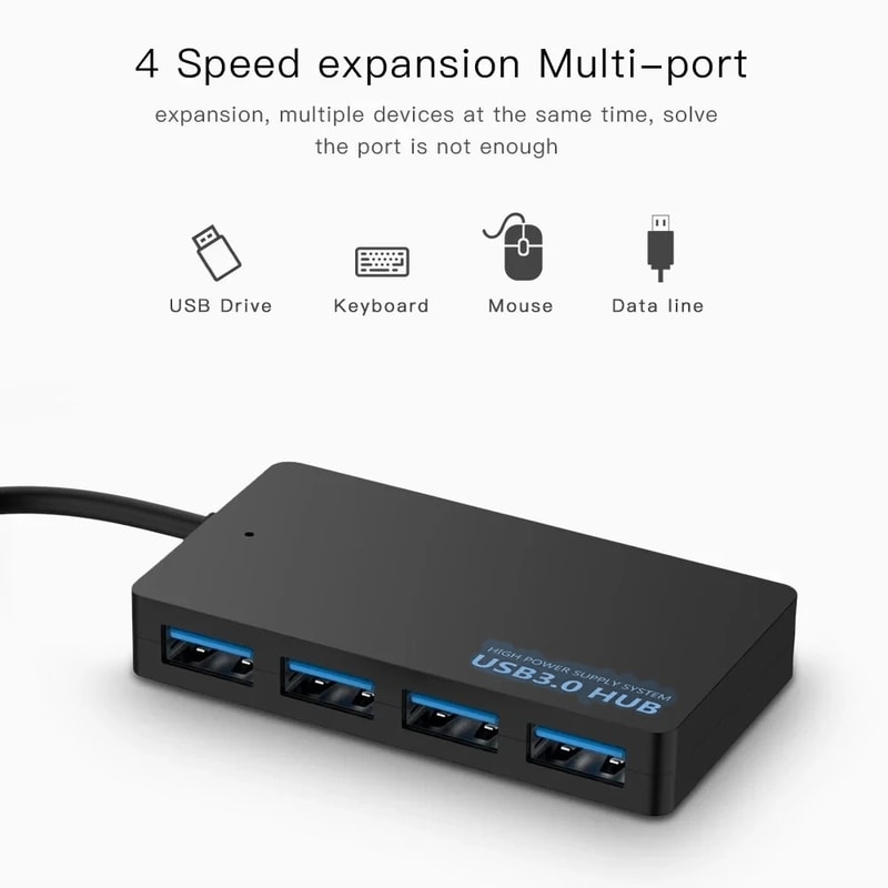 High Speed USB HUB Adapter Port Multiple Expander USB Splitter Converter For Laptop 5
