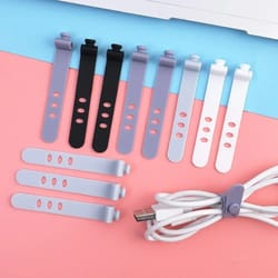 flexible silicone reusable cable ties winder usb data cord organizer headphones mouse protector