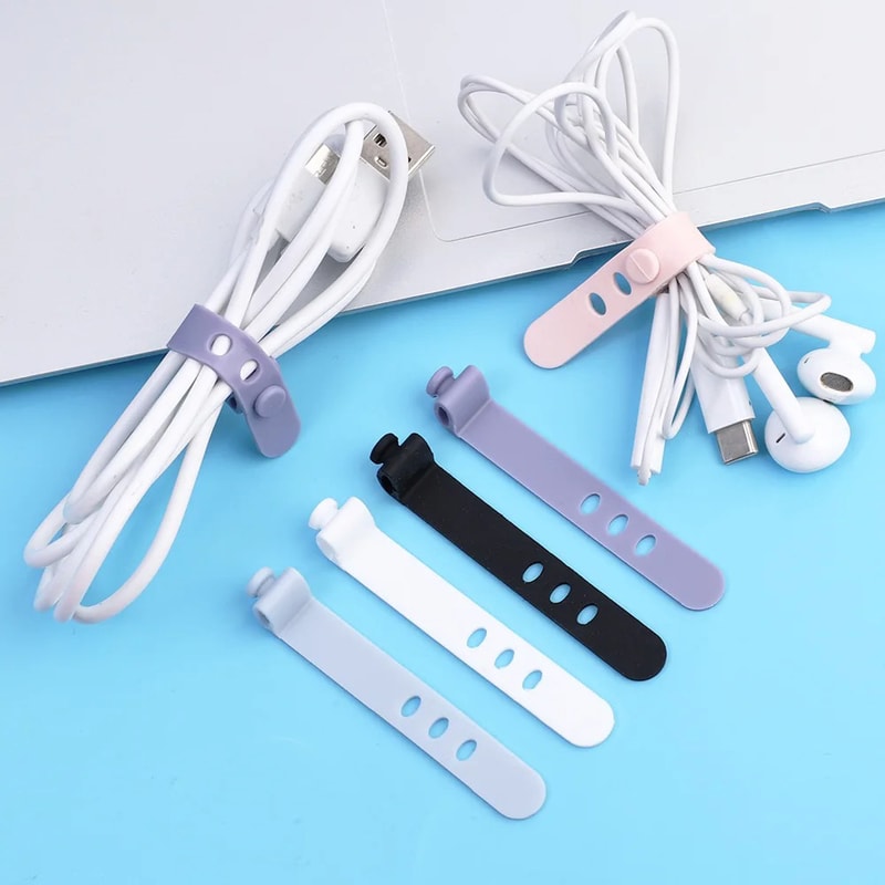 Flexible Silicone Reusable Cable Ties Winder USB Data Cord Organizer Headphones Mouse Protector 2