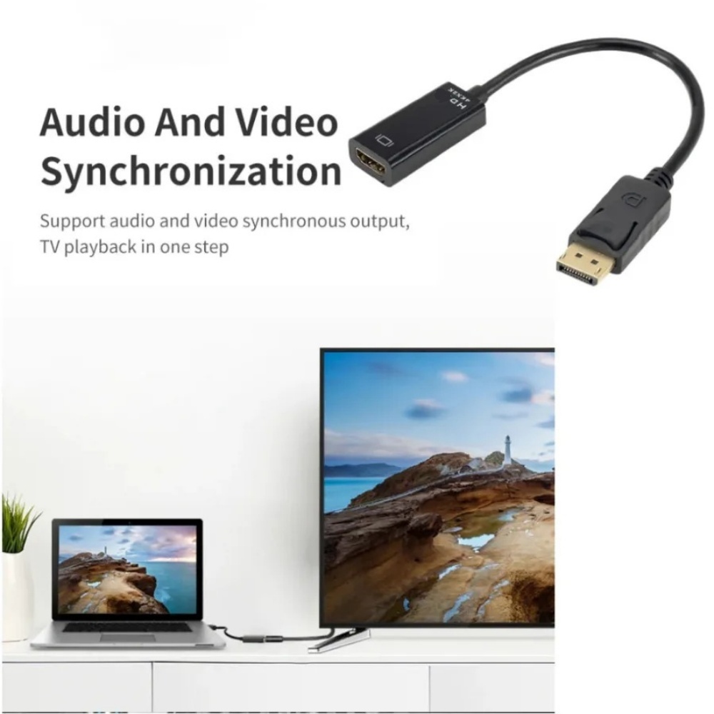 DP To HDMI Compatible Connector Adapter Display Port Video Audio Cable For Monitor TV Laptop Tablet 4