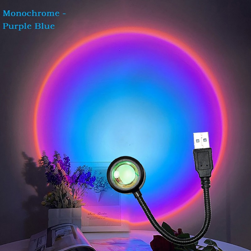 Portable LED Rainbow Neon Night Light USB Sunset Lamp Projector Wall Lighting For Bedroom Home Deco 1