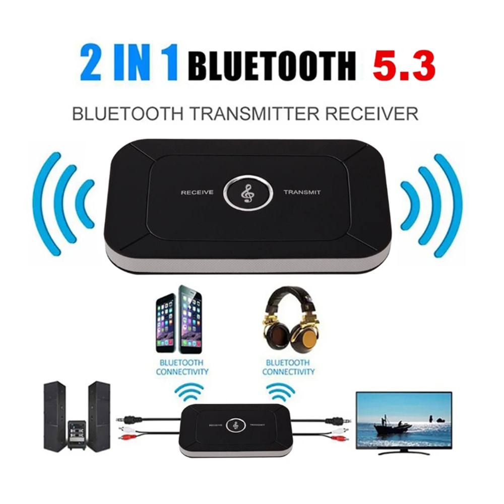 Stereo Bluetooth Audio Transmitter Receiver Jack AUX Wireless Adapter For Car PC TV Music Headphone 2