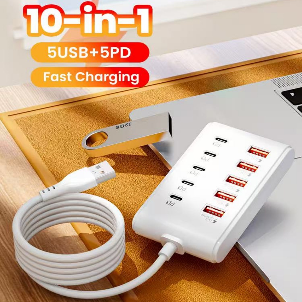 Universal Multi Port USB Power Strip USB C Desktop Charging Station Type C HUB Adapter 1