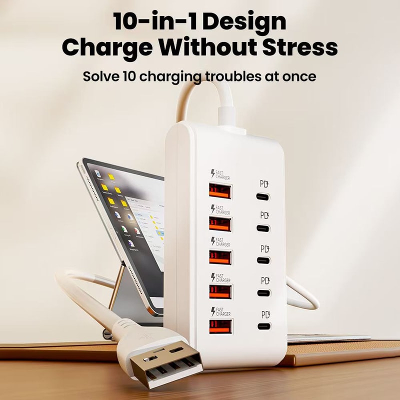 Universal Multi Port USB Power Strip USB C Desktop Charging Station Type C HUB Adapter 3
