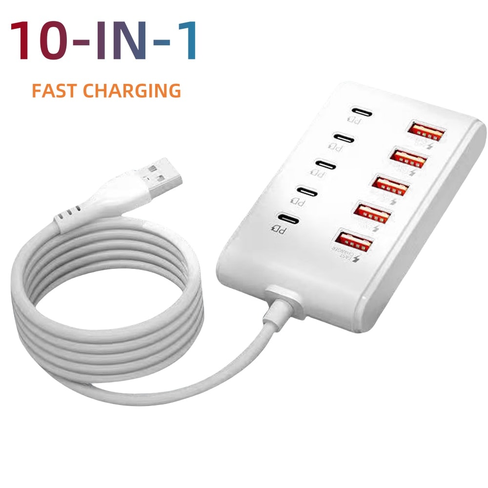 Universal Multi Port USB Power Strip USB C Desktop Charging Station Type C HUB Adapter 0
