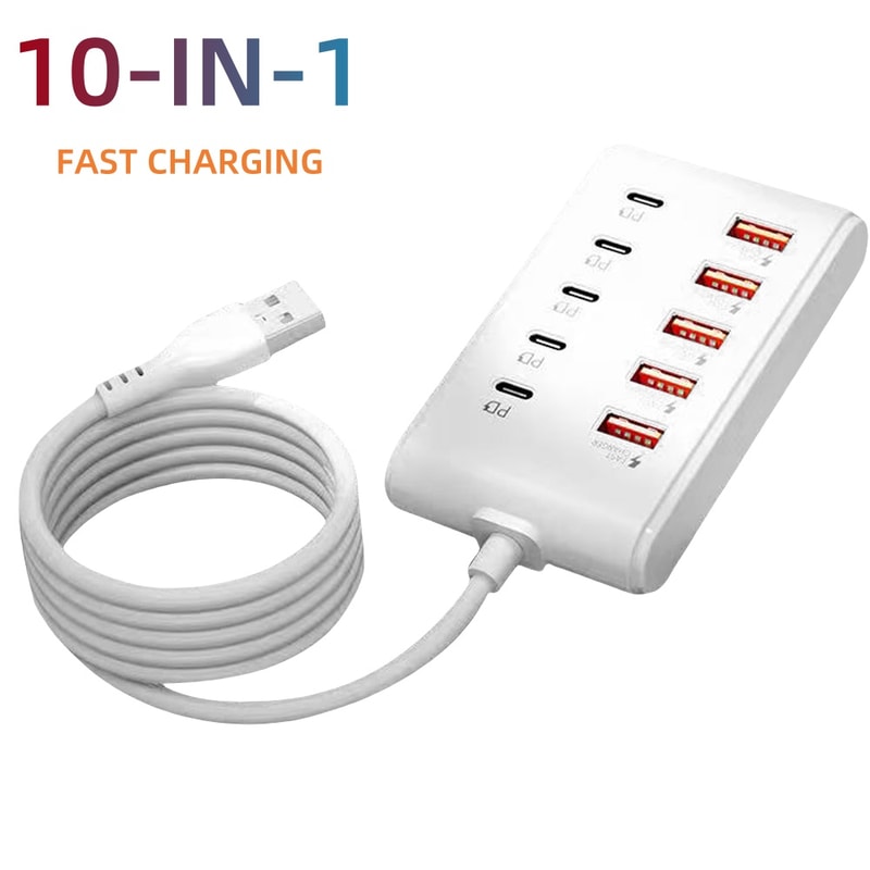 Universal Multi Port USB Power Strip USB C Desktop Charging Station Type C HUB Adapter 0
