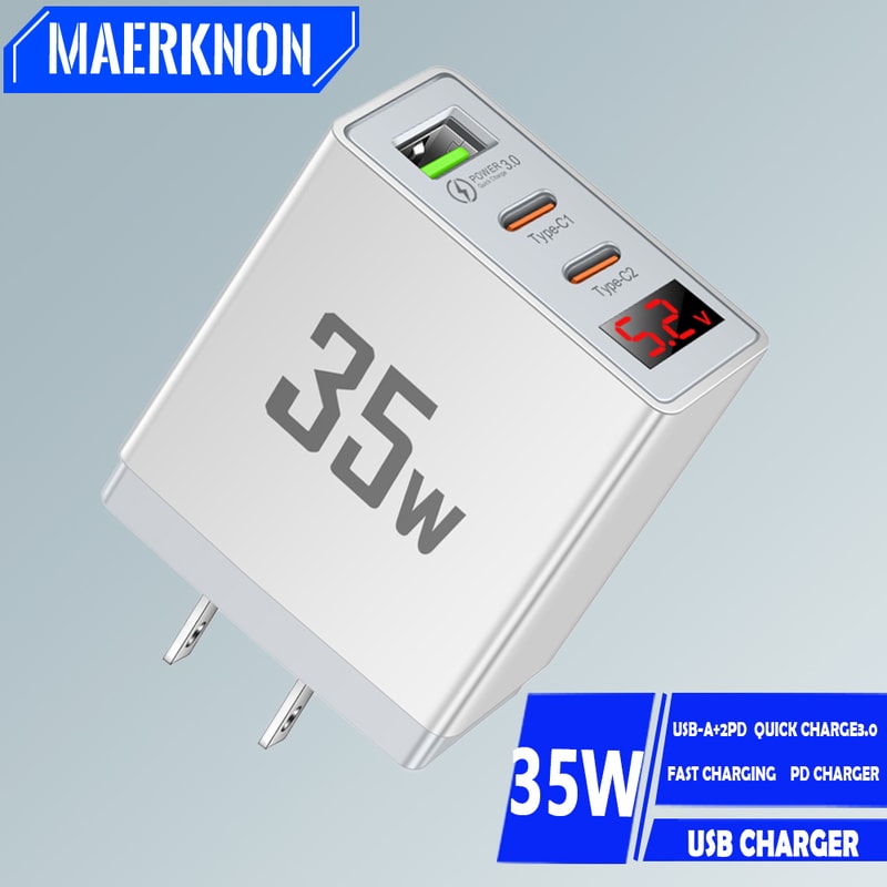 USB Charger With Quick Charge LED Display PD Type C Fast Wall Charger For Phones 1