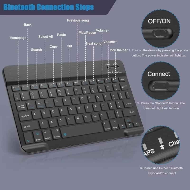Silent Mini Wireless Keyboard Bluetooth Rechargeable Gaming Keyboard 6