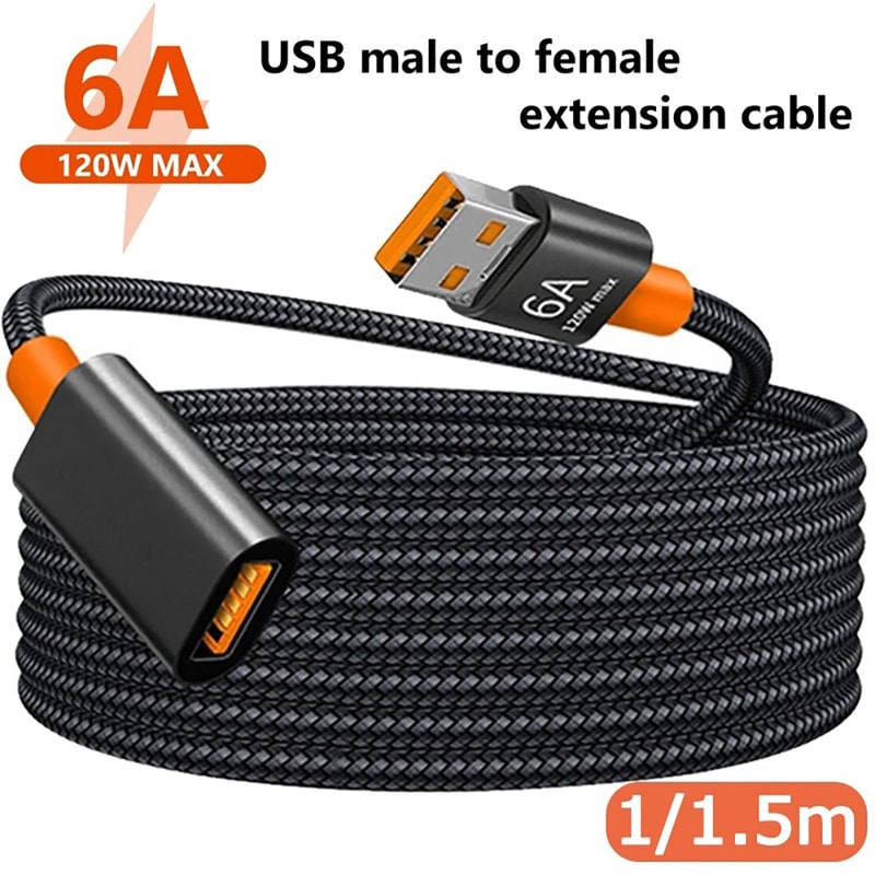 High Speed USB Extension Cable Nylon Braided Male To Female Data Cable For Printer Camera TV Comput 0