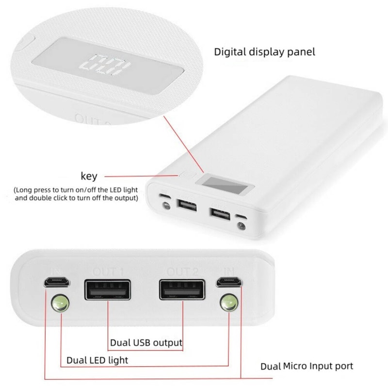 Detachable Battery Holder USB Charging Box DIY Shell Case Power Bank 4
