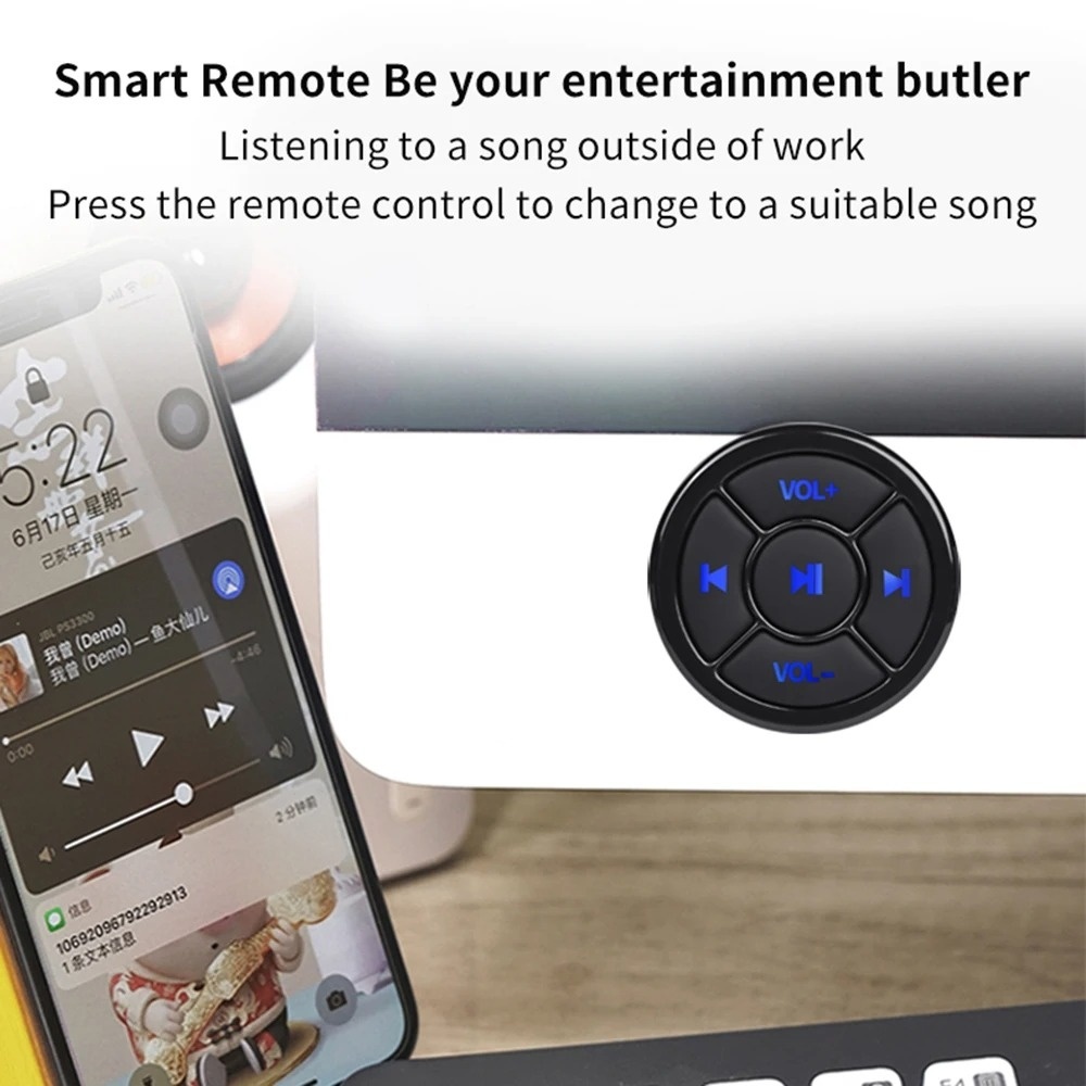 Smart Remote Wireless Bluetooth Steering Wheel Music Play Control Button For Cars 4