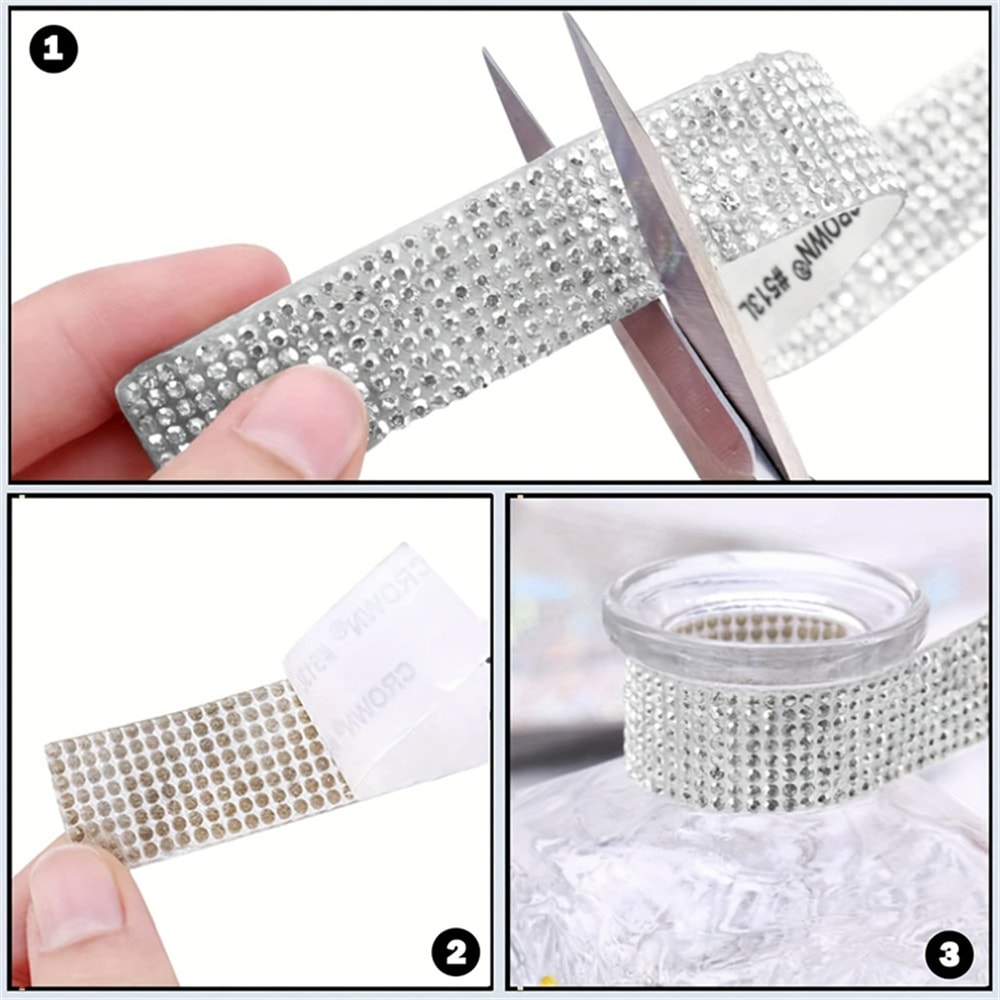 SelfAdhesive Rhinestone Sticker Glitter Crystal Trim Tape For Clothes Jewelry Car Phone Crafts Gift 4