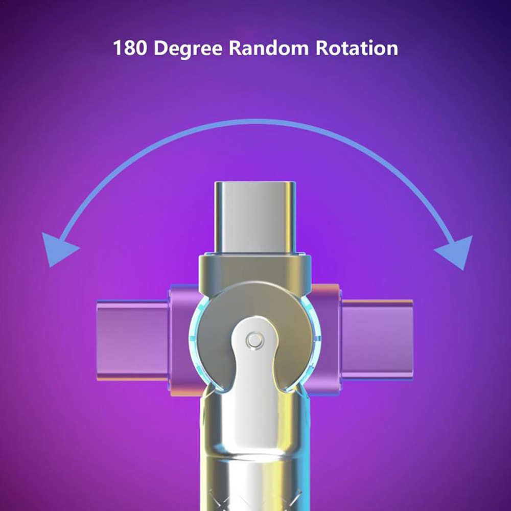 Fast Charging Type C Cable Rotation Elbow Charger Data Cord Quick Charge Wire 2