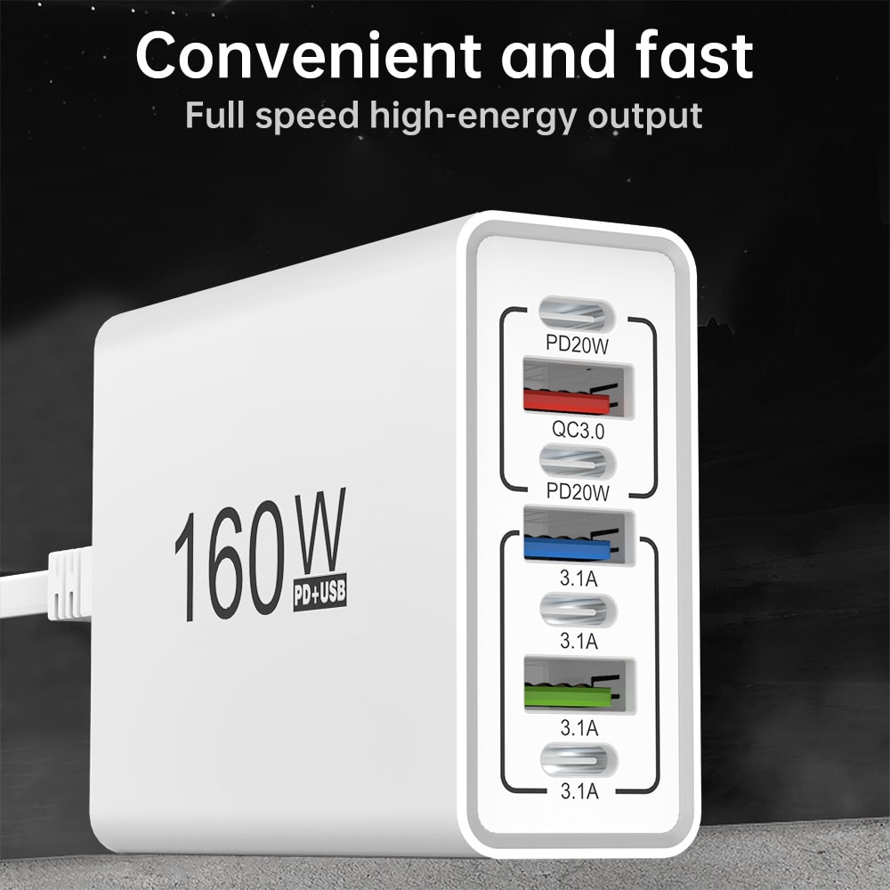Type C Power Strip Multi Ports USB Charger Quick Charge Travel Adapter Fast Charging Wall Charger 5