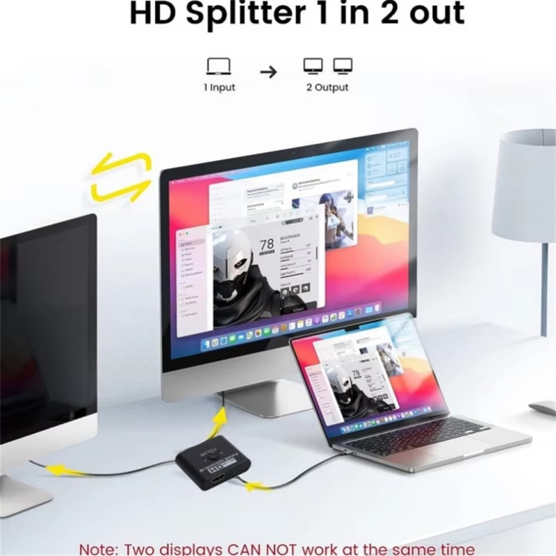 HDMI Switch Ports Video Splitter For PC Laptop Xbox TV Box To Projector Monitor Out Adapter 2