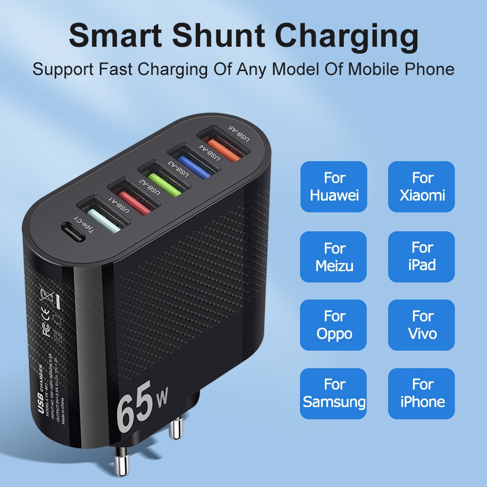 Fast Charging Port USB Charger PD Wall Adapter Quick Charge Phone Charger 2
