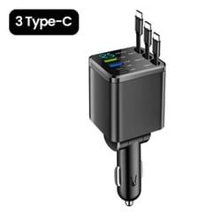 usb car phone charger adapter with digital display type c fast charging retractable car charger